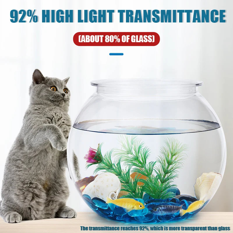 Plastic Fish Tank — Round Desktop Aquarium for Betta & Mini Fish, S/M/L/XL