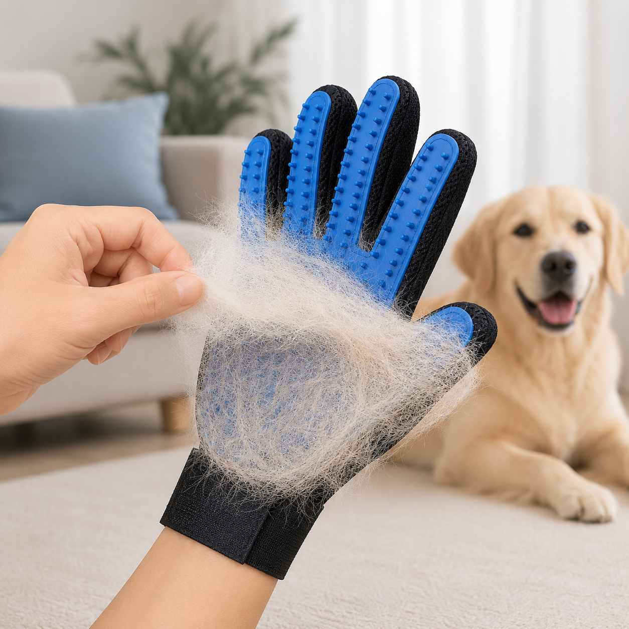 Left & Right Grooming Glove Pair — Deshedding Bath Gloves for Dogs, Cats & Rabbits