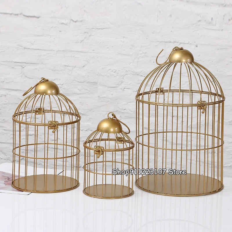 Retro Iron Bird Cage — Decorative Plant Stand for Balcony & Outdoor Display