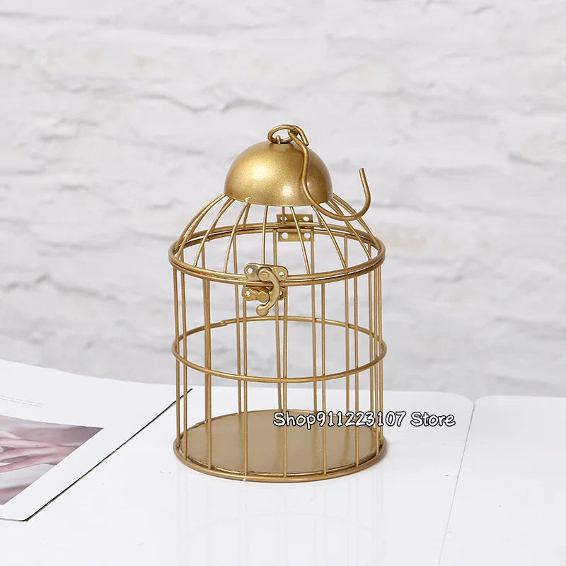 Retro Iron Bird Cage — Decorative Plant Stand for Balcony & Outdoor Display