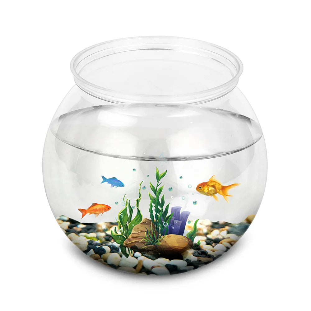 Plastic Fish Tank — Round Desktop Aquarium for Betta & Mini Fish, S/M/L/XL