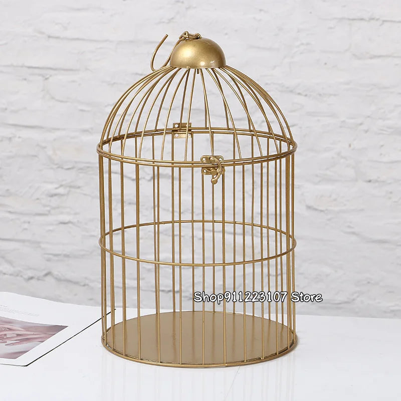 Retro Iron Bird Cage — Decorative Plant Stand for Balcony & Outdoor Display