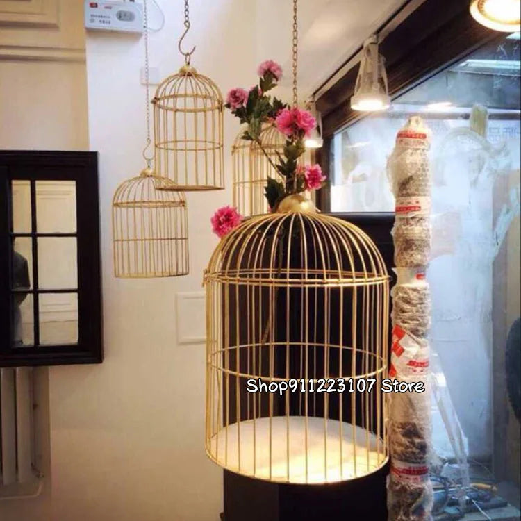 Retro Iron Bird Cage — Decorative Plant Stand for Balcony & Outdoor Display