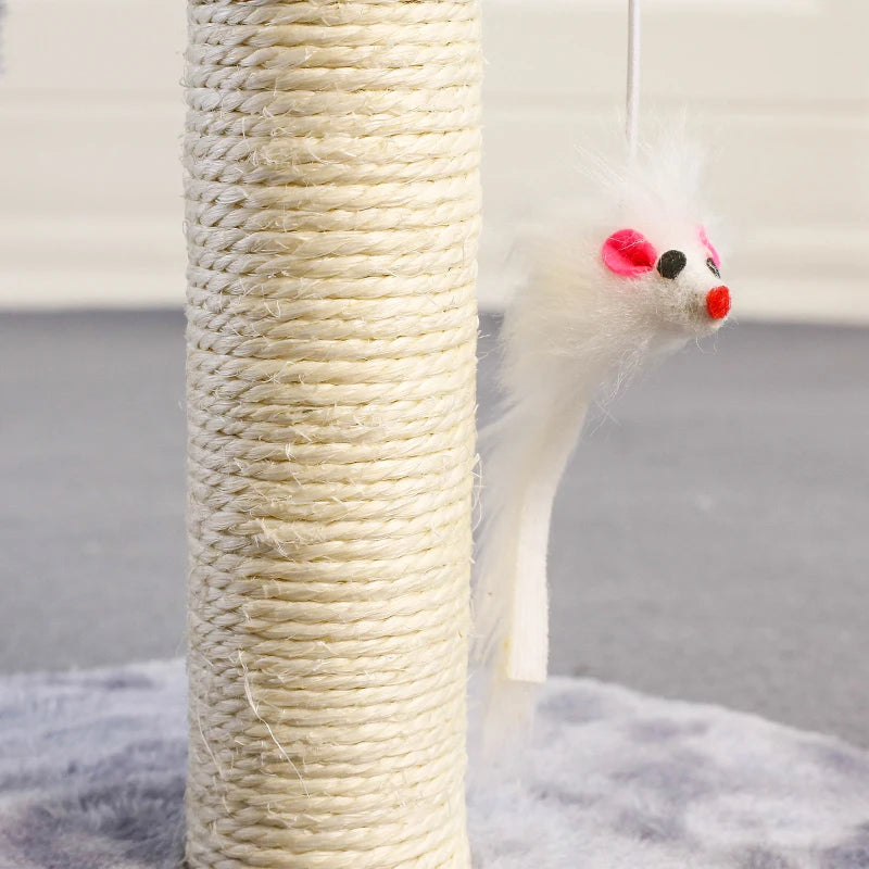 Cat Tree Tower with Scratching Post — Interactive Ball & Plush Mouse Toy