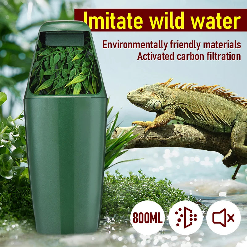 Automatic Reptile Water Dispenser — Filtered Drinking Fountain for Lizards & Amphibians