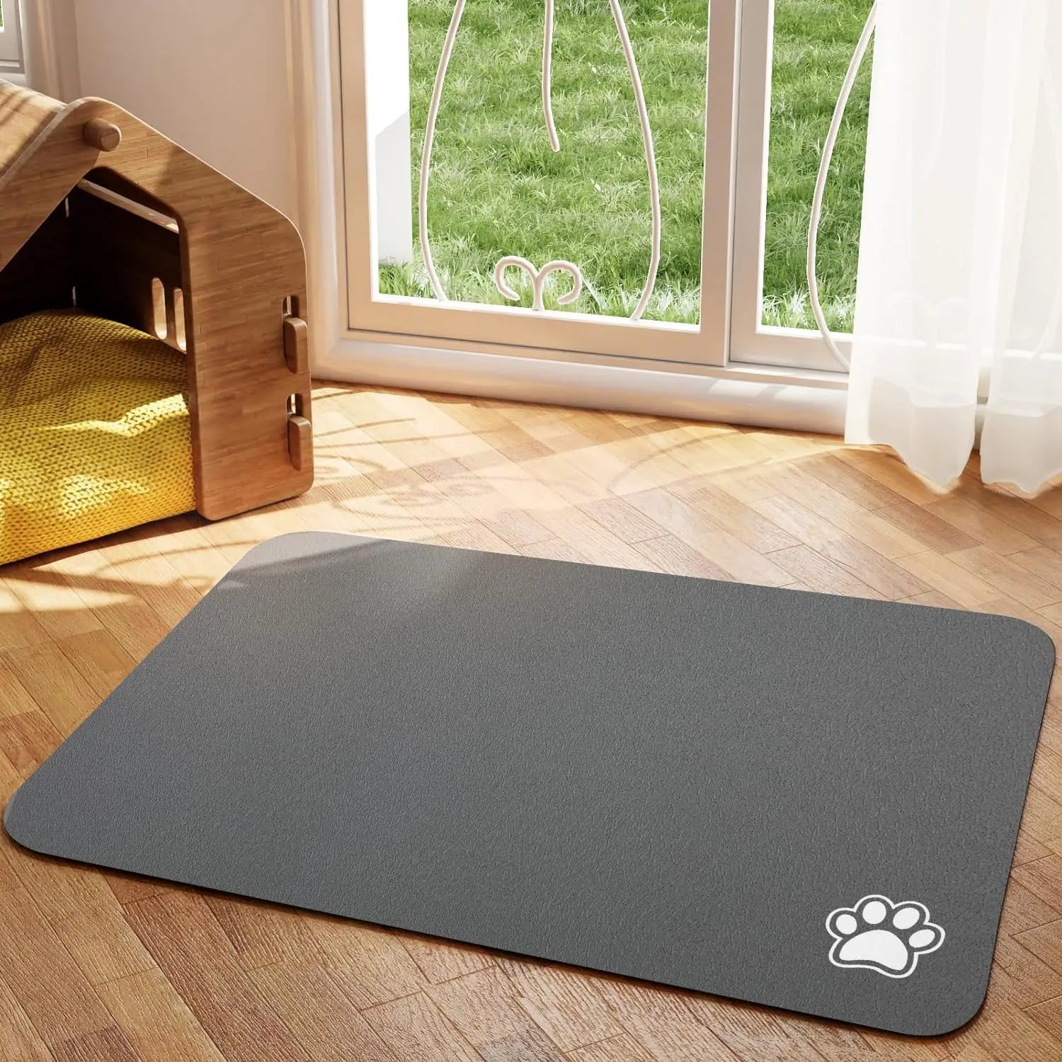 Absorbent Pet Feeding Mat — Quick-Dry Placemat for Dog & Cat Bowls, S/M/L