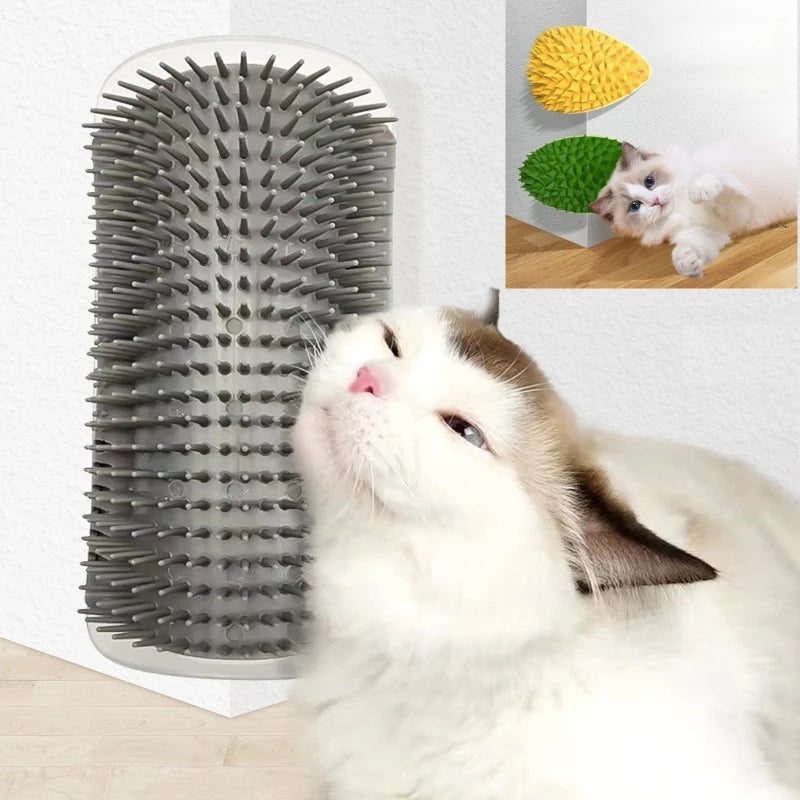 Self-Grooming Cat Scratcher Brush — Wall-Mounted Massage Comb for Shedding