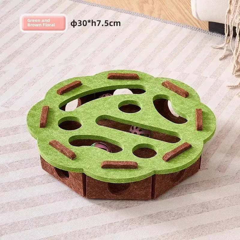 Felt Puzzle Box Cat Toy — Interactive Treat & Ball Game for Indoor Cats