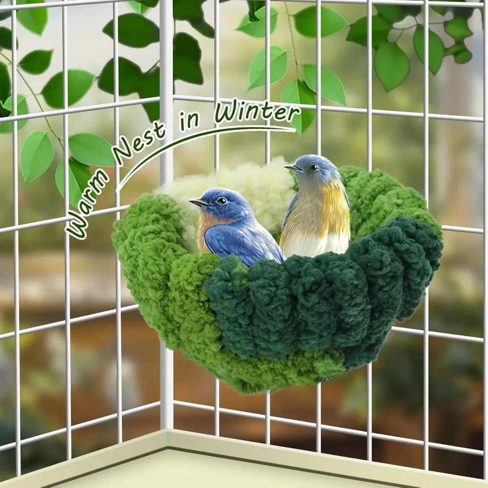 Plush Hanging Bird Nest — Soft Cotton Breeding Bed for Parakeets & Small Birds, S/L
