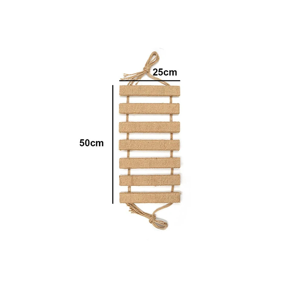 Sisal Rope Cat Climbing Bridge — Wooden Cat Tree Ladder for Cage or Room Use