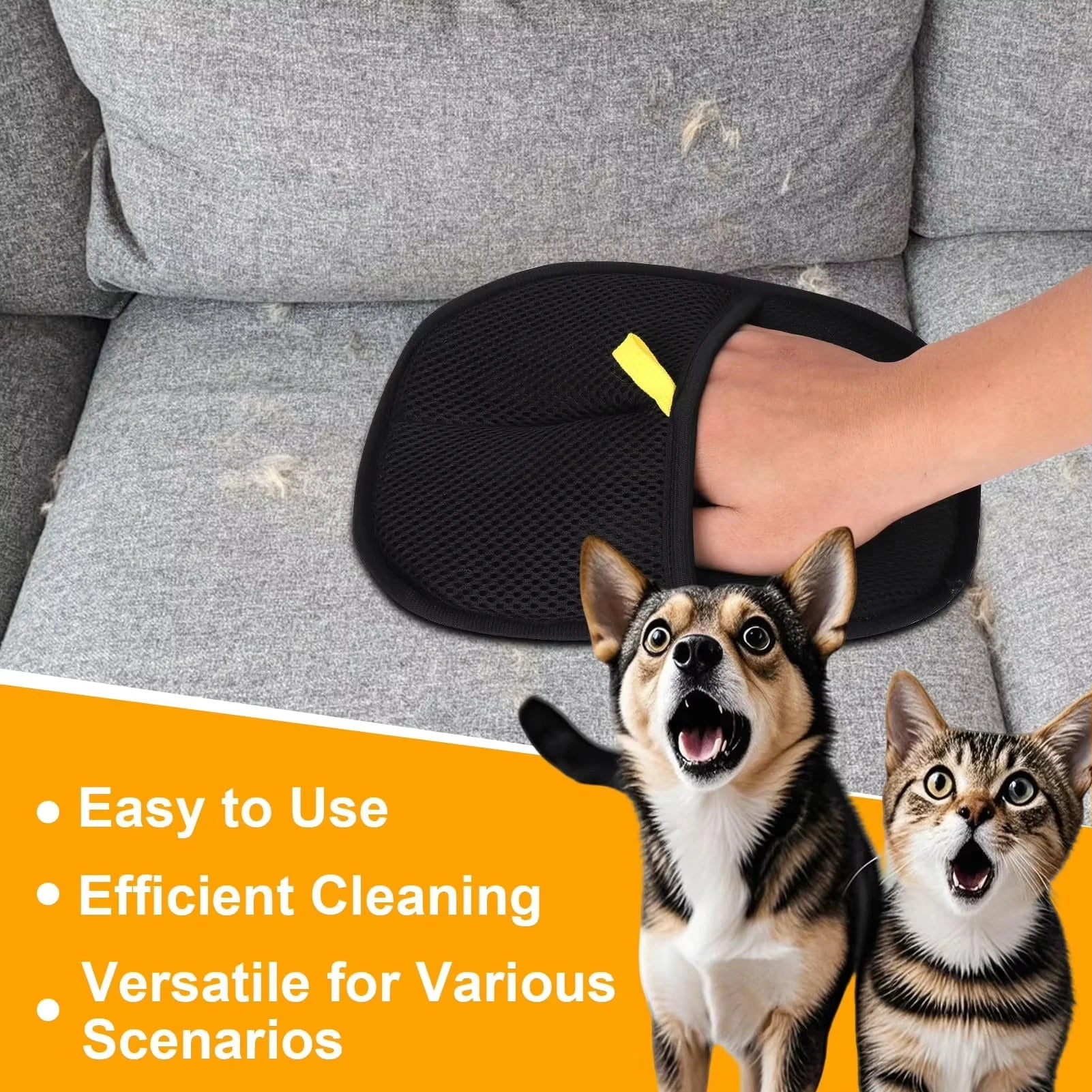 Reusable Static Hair Removal Gloves — Double-Sided Pet Hair Grabber