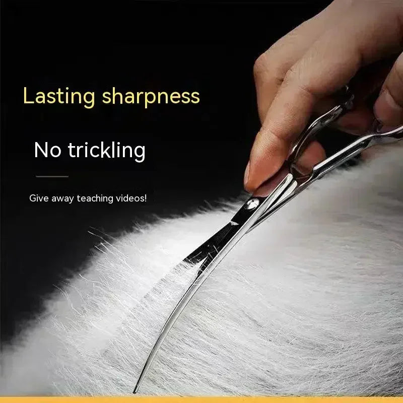 Professional Pet Grooming Scissors Set — Bent Trimming Shears for Dogs