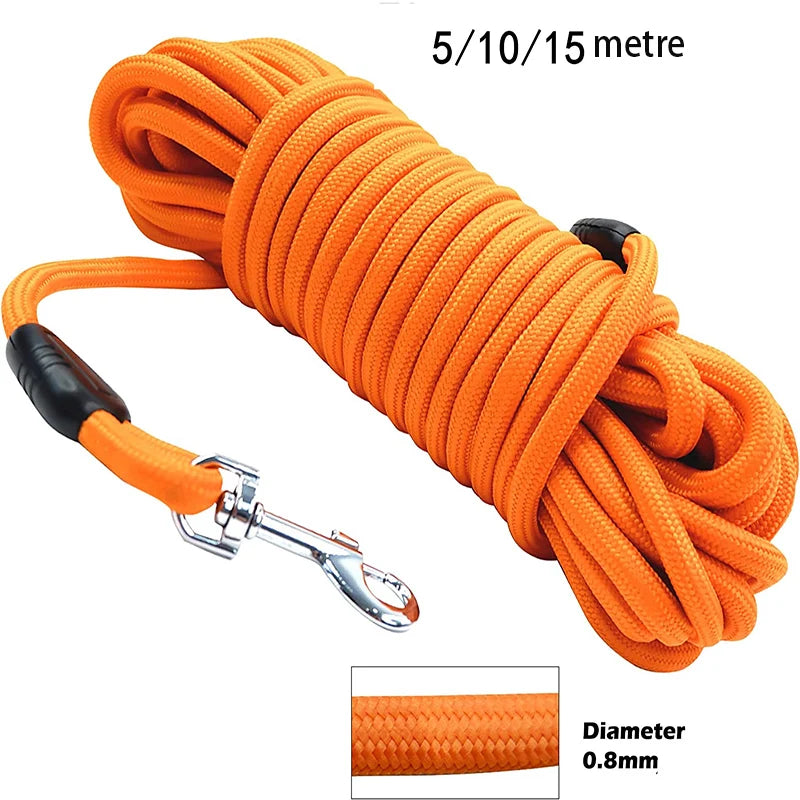 Heavy-Duty Nylon Recall Leash — Agility & Long-Line Training for Medium to Large Dogs
