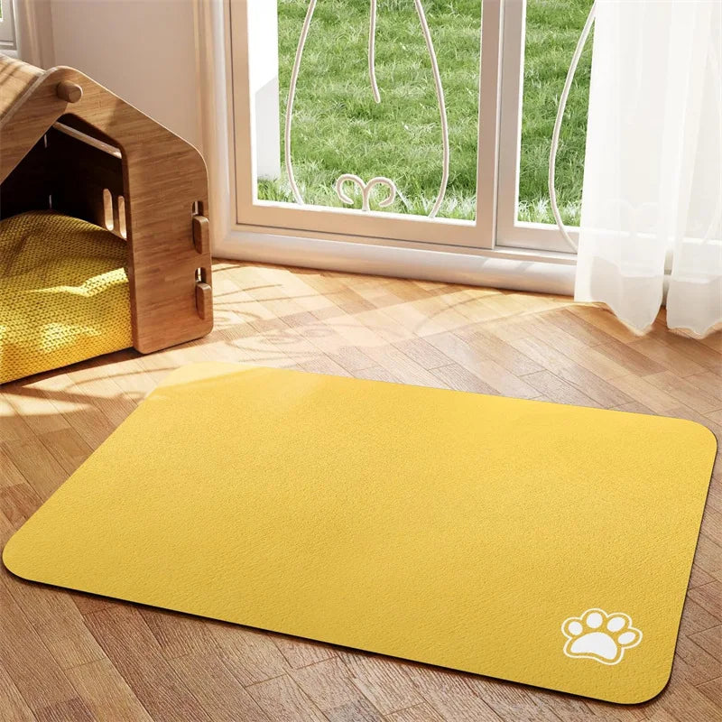 Absorbent Pet Feeding Mat — Quick-Dry Placemat for Dog & Cat Bowls, S/M/L