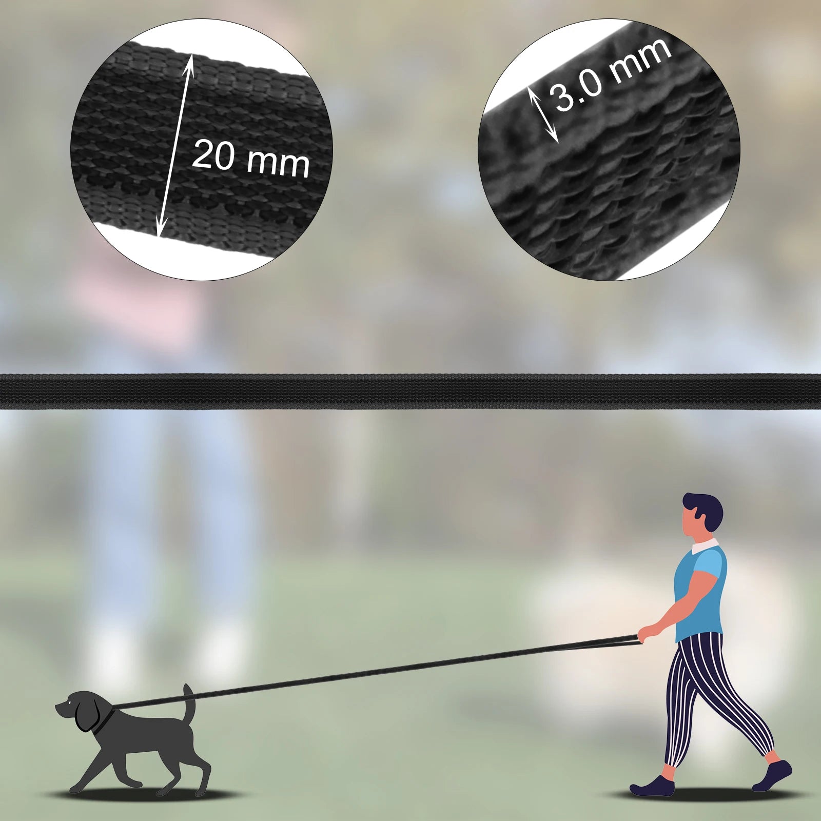 Latex-Silk Dual-Color Training Leash — Multiple Lengths from 1.5m to 15m