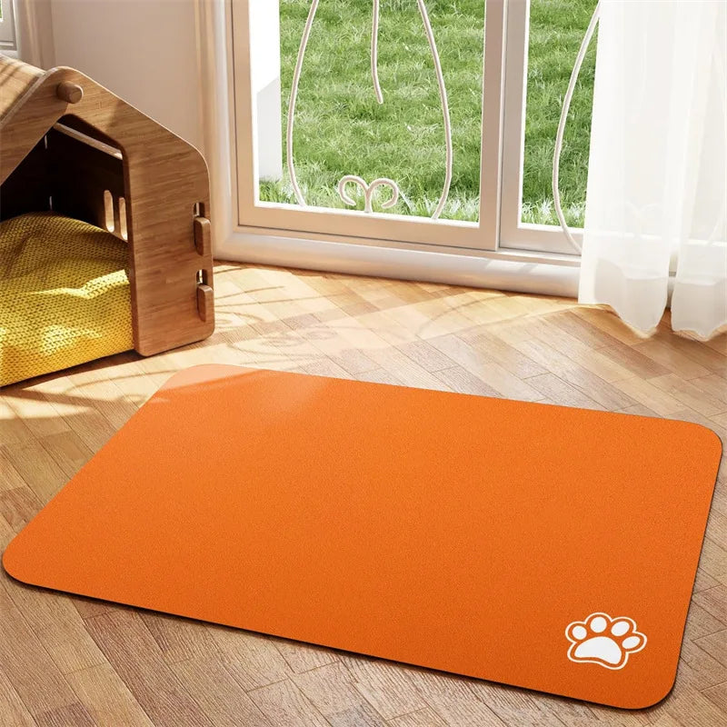 Absorbent Pet Feeding Mat — Quick-Dry Placemat for Dog & Cat Bowls, S/M/L