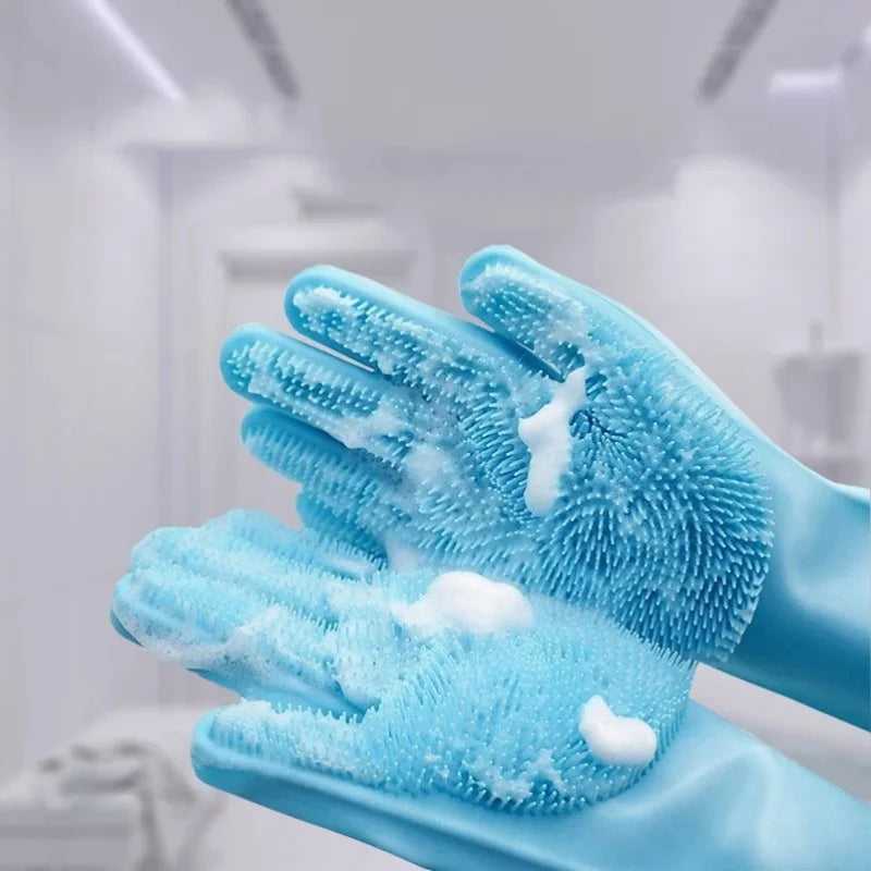 Silicone Bathing Gloves — Multi-Functional Shampoo Scrubber for Dogs & Cats