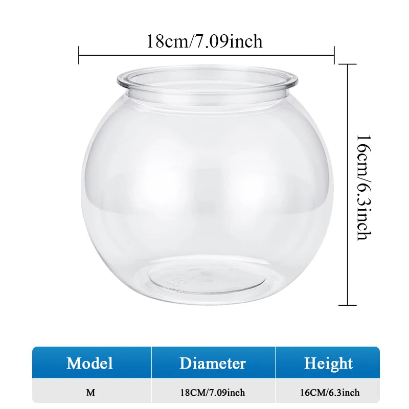 Plastic Fish Tank — Round Desktop Aquarium for Betta & Mini Fish, S/M/L/XL