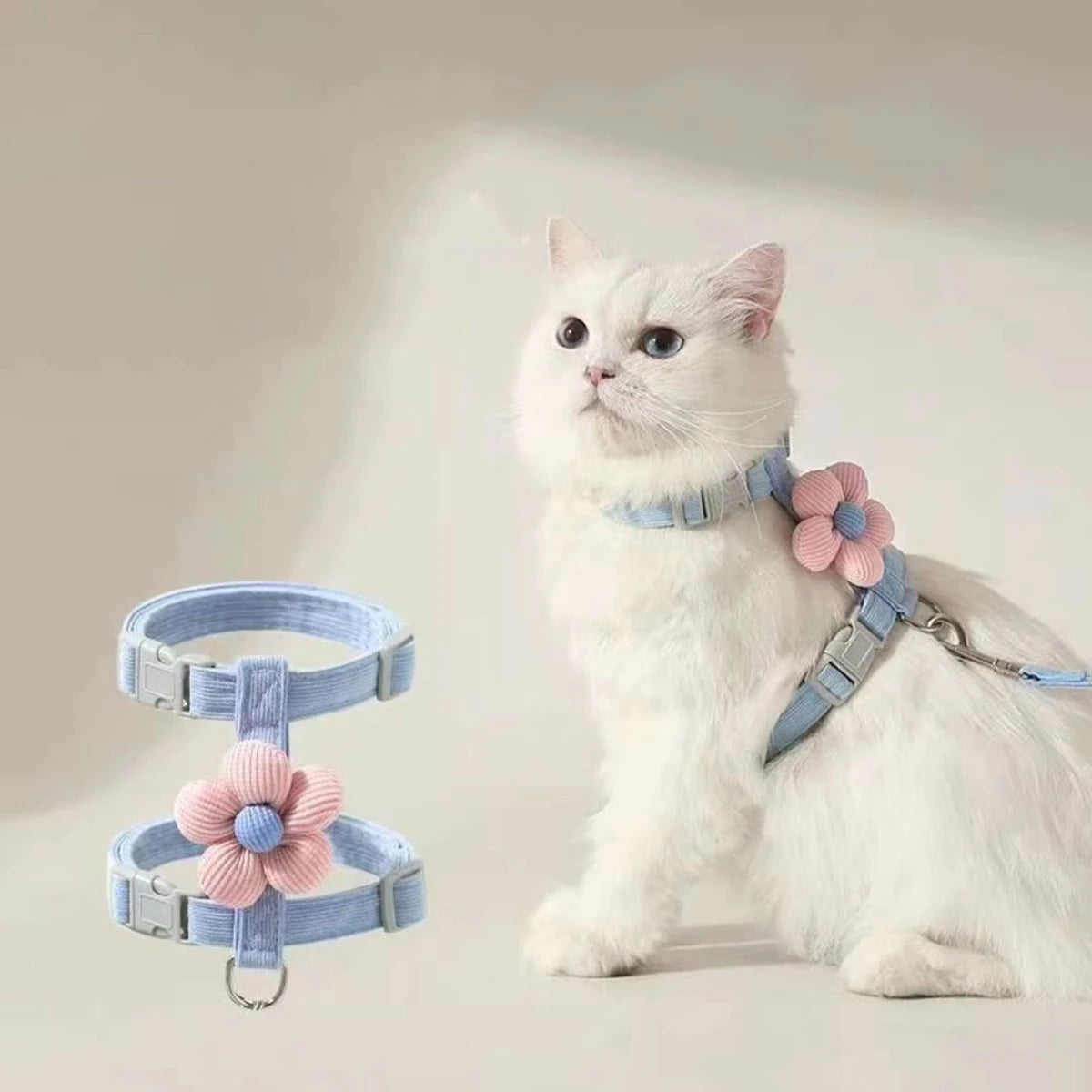 Cat & Dog Harness and Leash Set — Adjustable Breathable Walking Harness