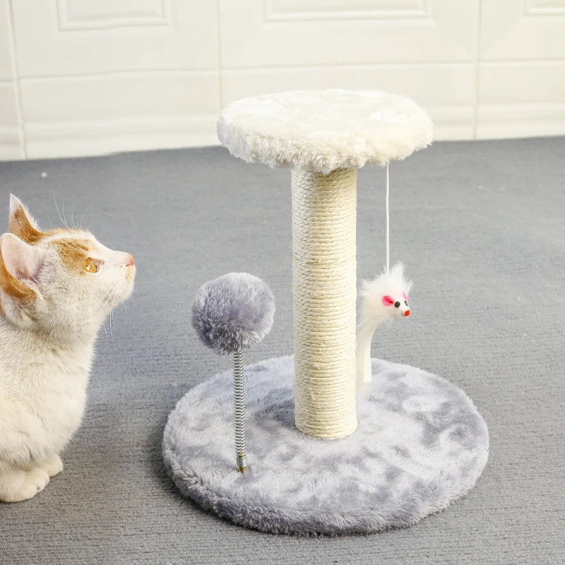 Cat Tree Tower with Scratching Post — Interactive Ball & Plush Mouse Toy