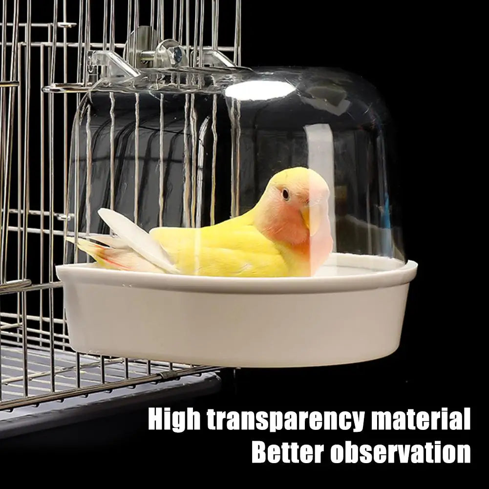 Clear Hanging Bird Bath — Cage Shower Box for Parakeets, Budgies & Canaries