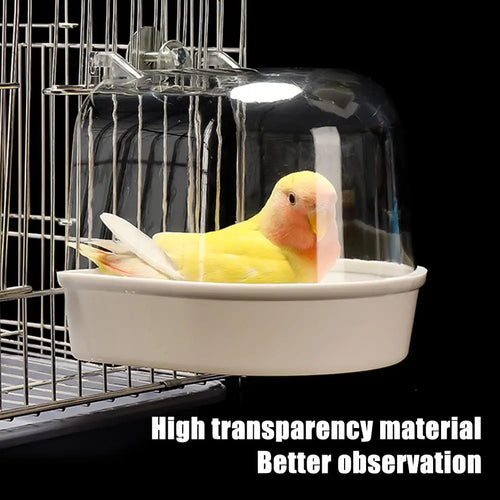 Clear Hanging Bird Bath — Cage Shower Box for Parakeets, Budgies & Canaries