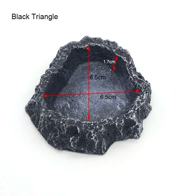Resin Reptile Feeder Dish — Rock-Style Food & Water Bowl for Turtles & Tortoises