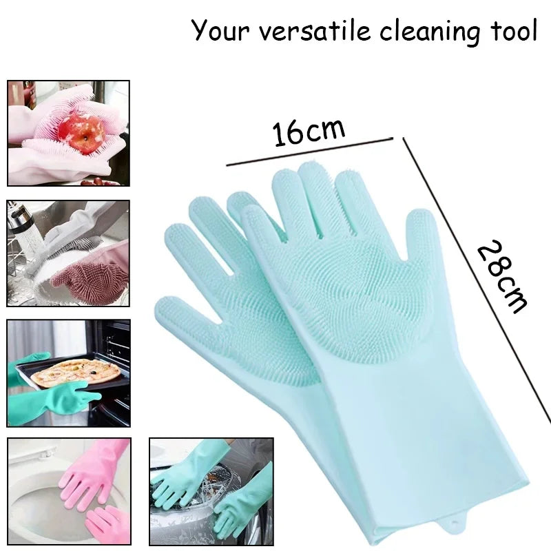 Silicone Bathing Gloves — Multi-Functional Shampoo Scrubber for Dogs & Cats