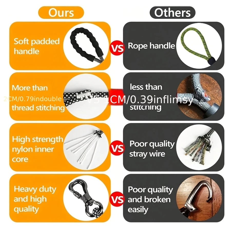 Round Rope Dog Leash — Heavy Duty Lightweight Leash for Walking & Training