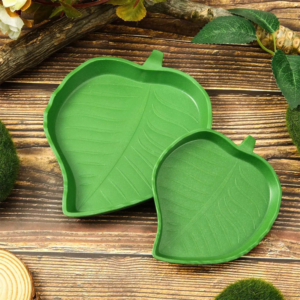 Leaf-Shaped Reptile Feeder Bowl — Food & Water Dish for Turtles & Small Pets