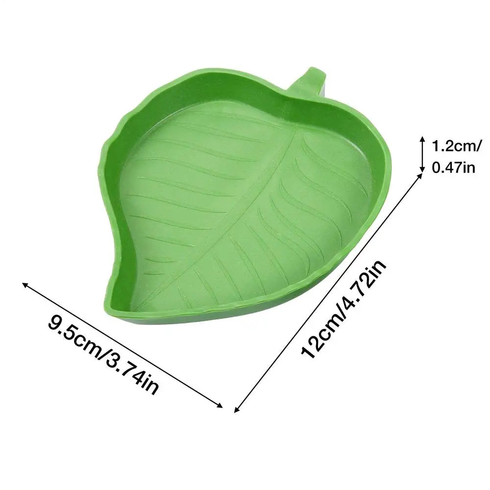 Leaf-Shaped Reptile Feeder Bowl — Food & Water Dish for Turtles & Small Pets