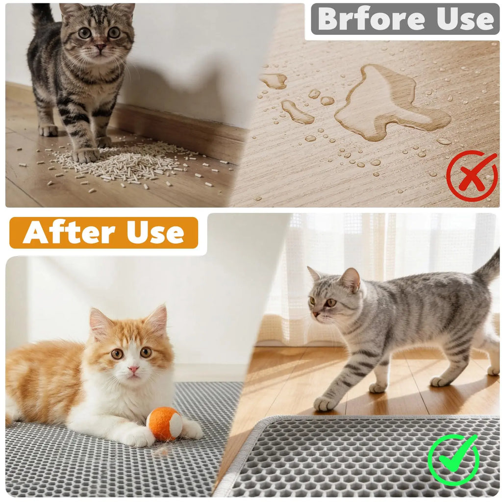 Double-Layer Cat Litter Mat — Non-Slip Waterproof Tracking Control