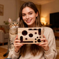 Wooden Cat Maze Puzzle Feeder — Frosted Treat Dispenser for Enrichment