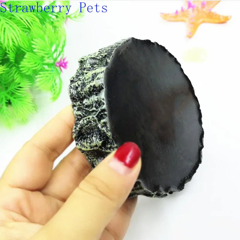 Resin Reptile Feeder Dish — Rock-Style Food & Water Bowl for Turtles & Tortoises