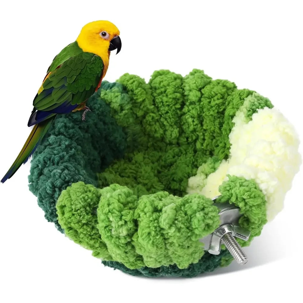 Plush Hanging Bird Nest — Soft Cotton Breeding Bed for Parakeets & Small Birds, S/L