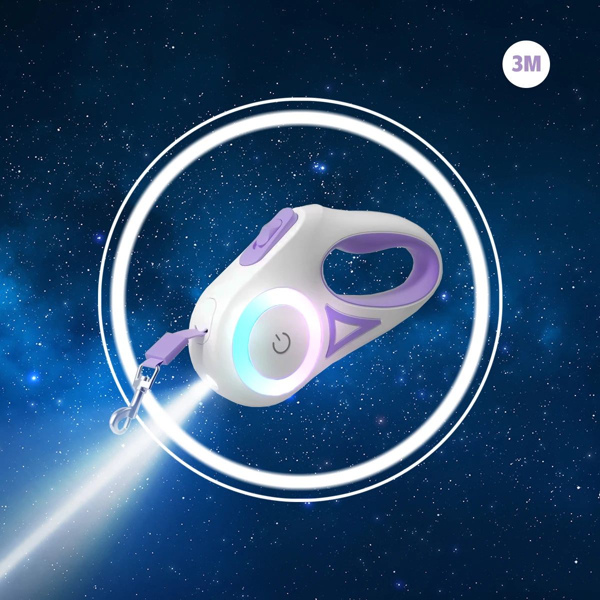LED Light-Up Retractable Dog Leash — Glowing Safety Leash for Night Walks