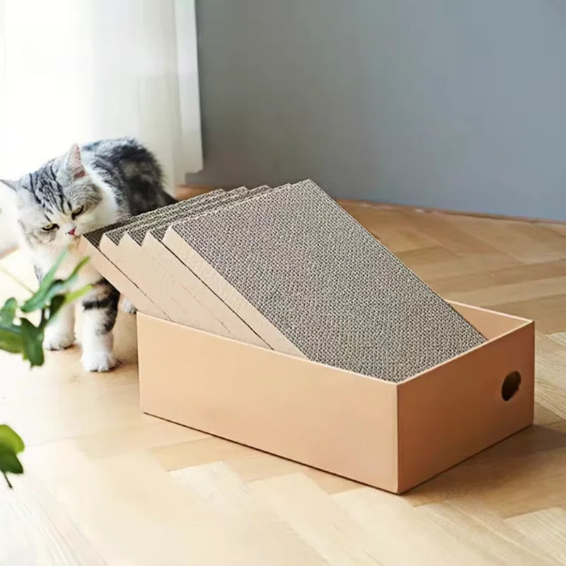 4-Pack Cardboard Cat Scratcher Boxes — Stackable Scratching Pads for Indoor Cats