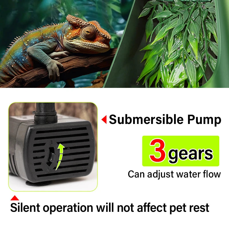 Automatic Reptile Water Dispenser — Filtered Drinking Fountain for Lizards & Amphibians