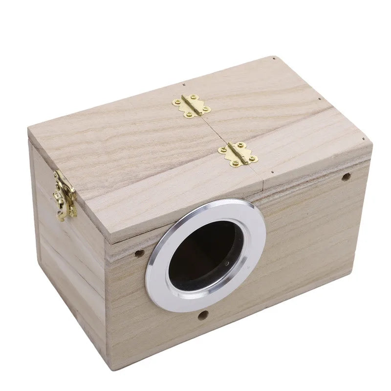 Wooden Bird Nesting Box — Breeding & Hatching House for Parakeets & Lovebirds