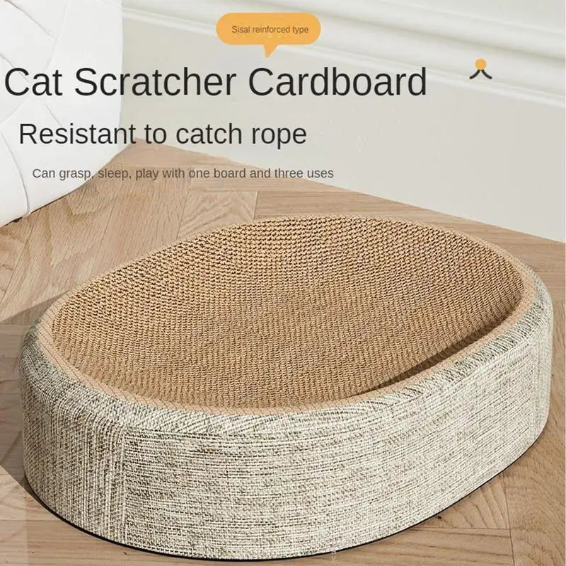 Sisal Weave Oval Cat Scratcher — 2-in-1 Scratching Pad & Nest