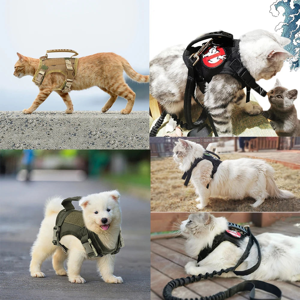 Tactical Cat & Dog Harness — Escape-Proof Vest with Control Handle