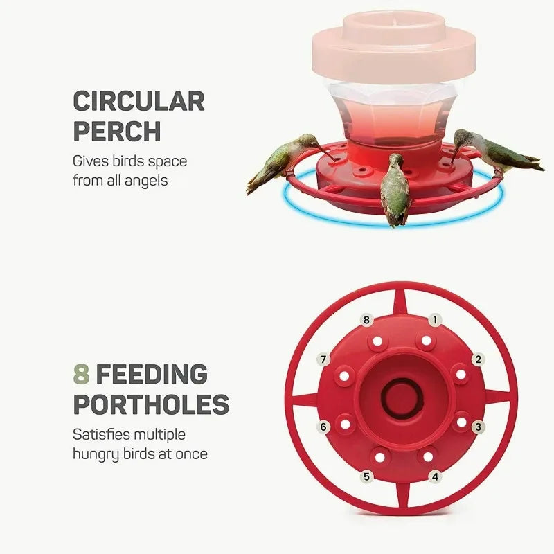 Hummingbird Feeder — Metal Tray Feeder with 8 Feeding Ports for Outdoor Gardens