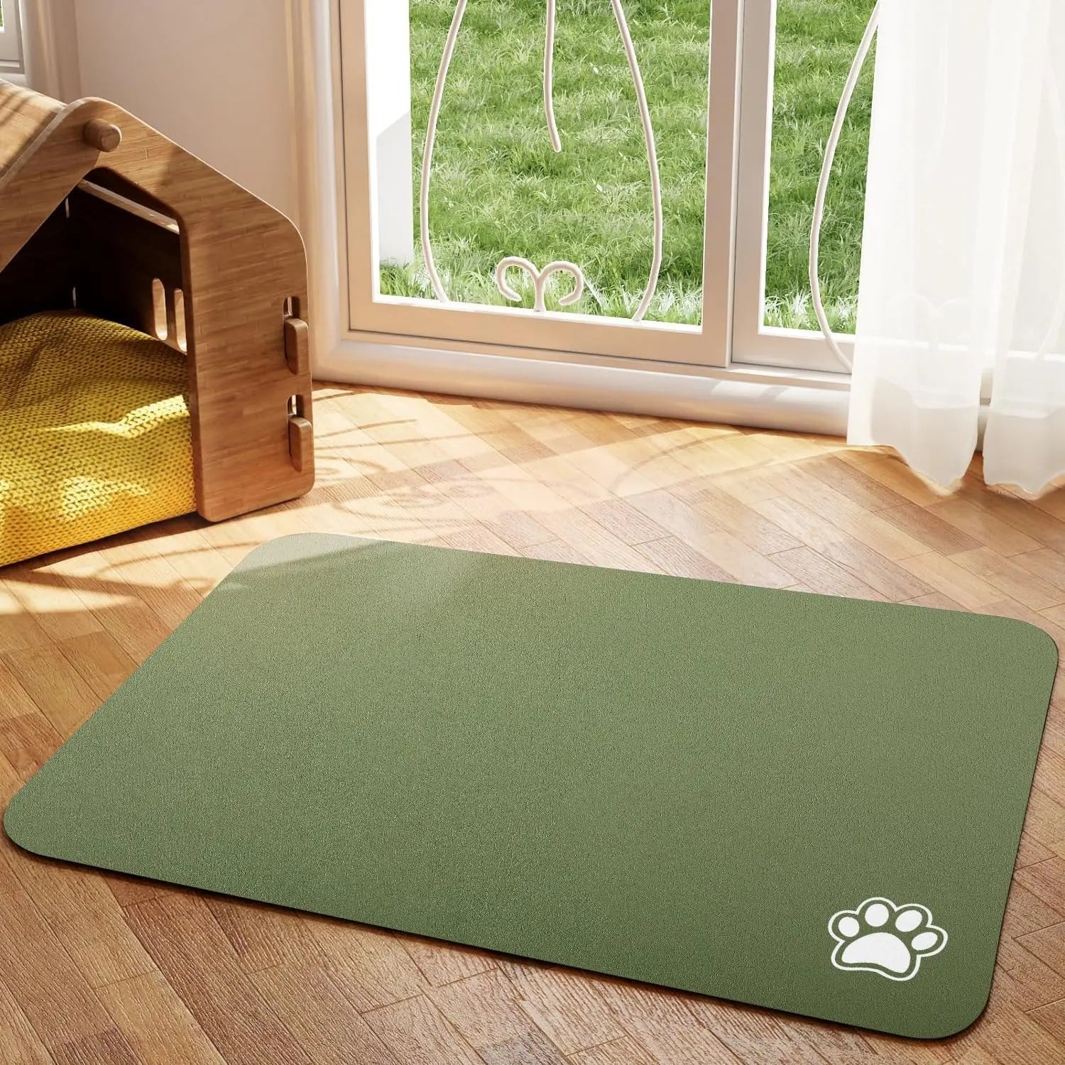 Absorbent Pet Feeding Mat — Quick-Dry Placemat for Dog & Cat Bowls, S/M/L