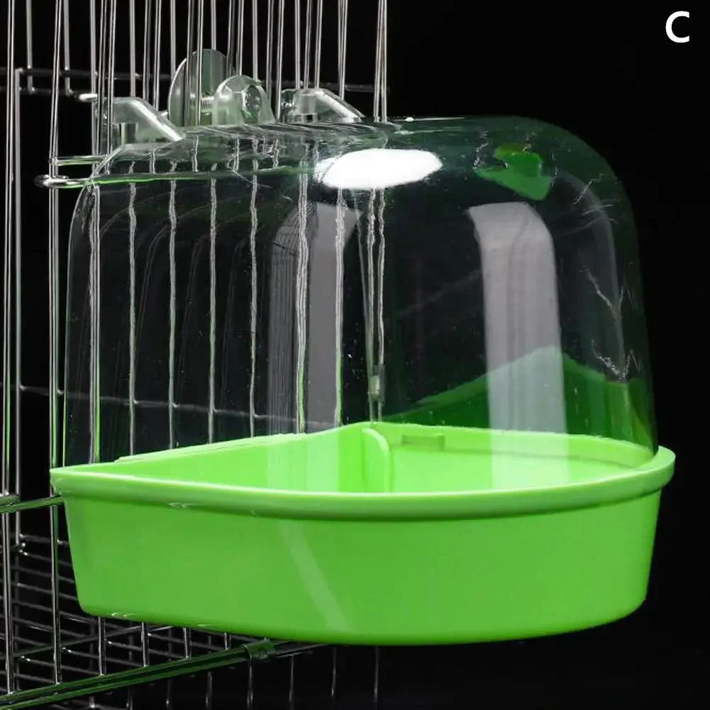 Clear Hanging Bird Bath — Cage Shower Box for Parakeets, Budgies & Canaries