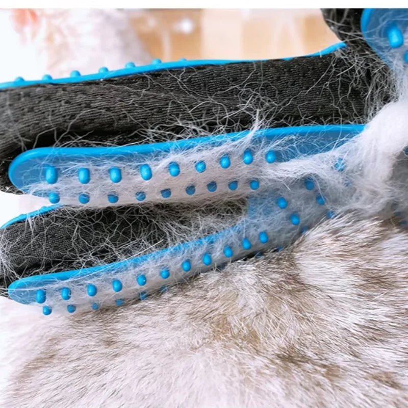 2-Sided Pet Grooming Glove Set — Deshedding Brush & Bath Glove for Dogs, Cats & Rabbits