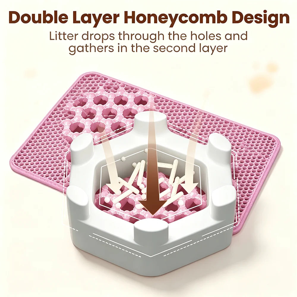 Double-Layer Cat Litter Mat — Non-Slip Waterproof Tracking Control