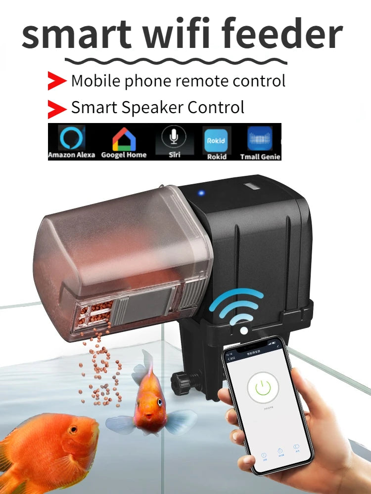 Smart WiFi Aquarium Fish Feeder — App-Controlled Automatic Timer with Voice Command