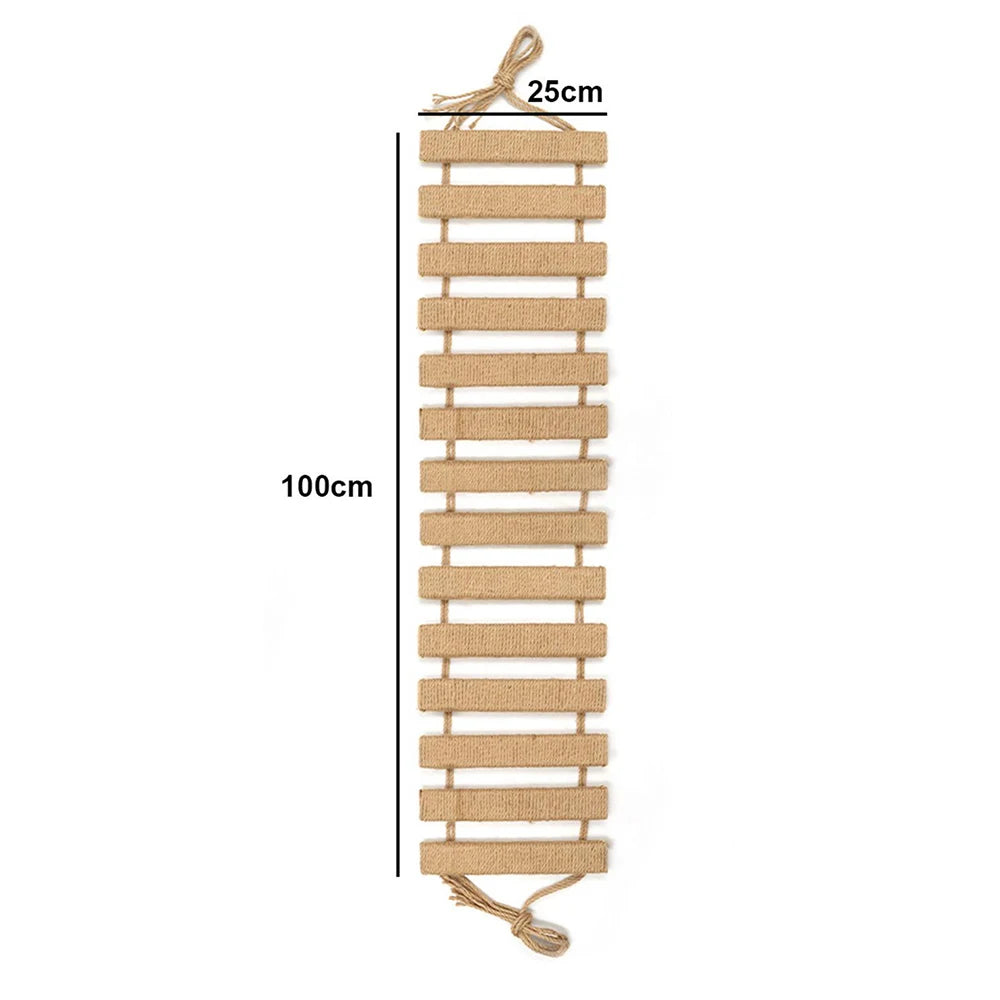 Sisal Rope Cat Climbing Bridge — Wooden Cat Tree Ladder for Cage or Room Use