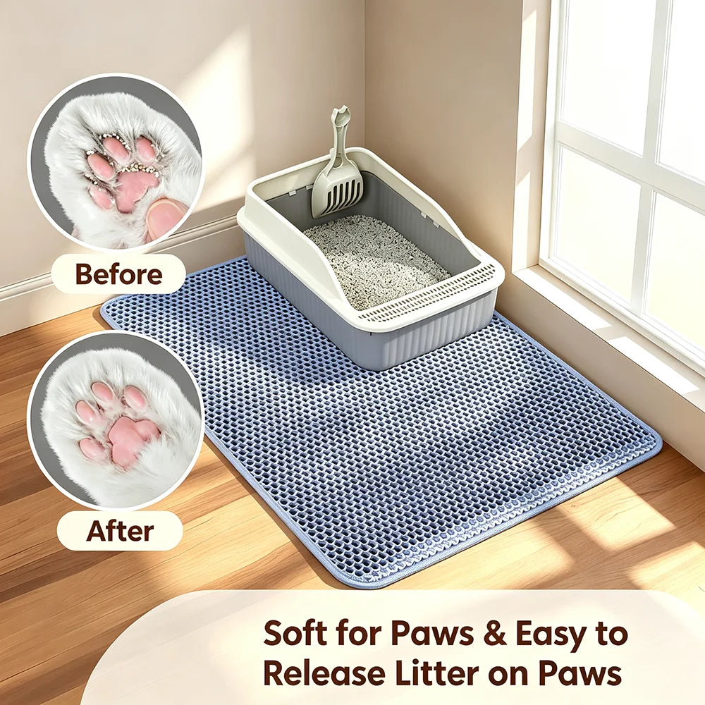 Double-Layer Cat Litter Mat — Non-Slip Waterproof Tracking Control