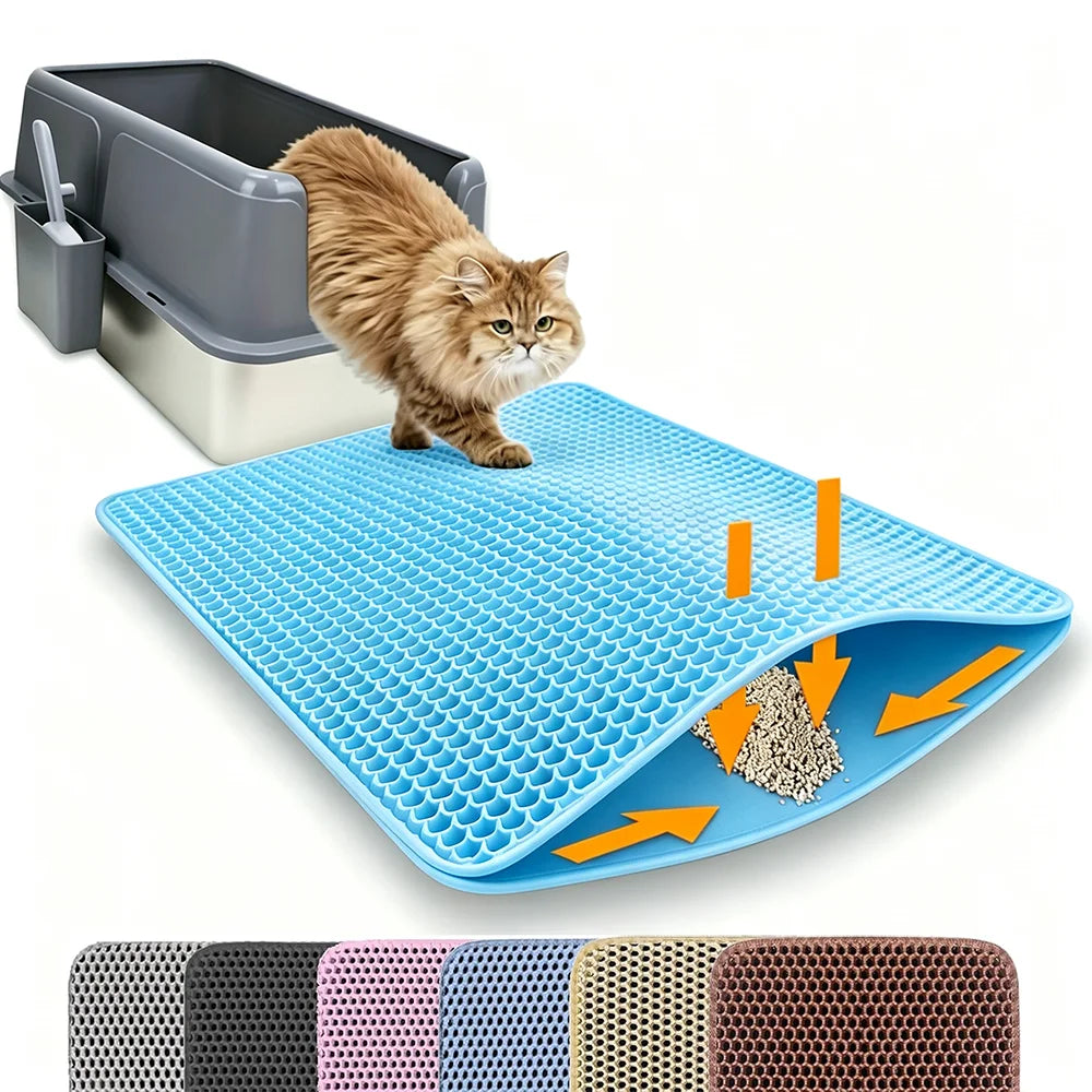 Double-Layer Cat Litter Mat — Non-Slip Waterproof Tracking Control